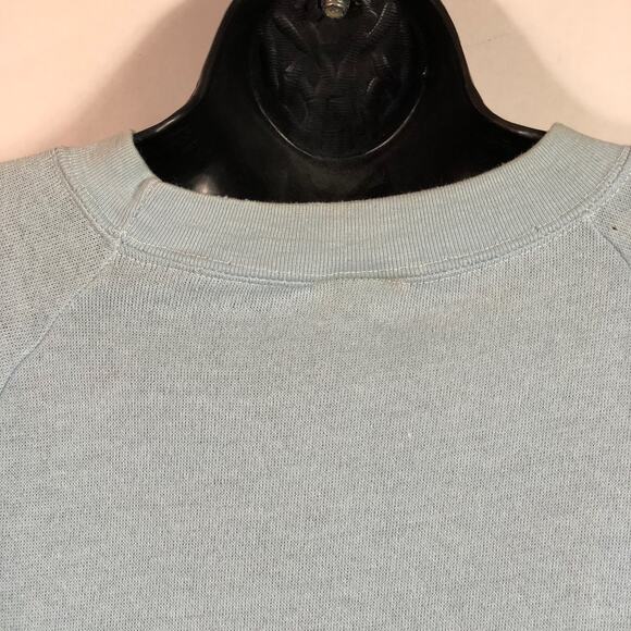 Cropped Sweatshirt Teddy Bear Applique Embroidery Light Blue Retro Vintage - Picture 7 of 10